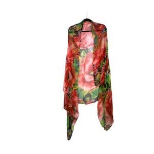 Vintage Large Translucent Floral Scarf/Shawl